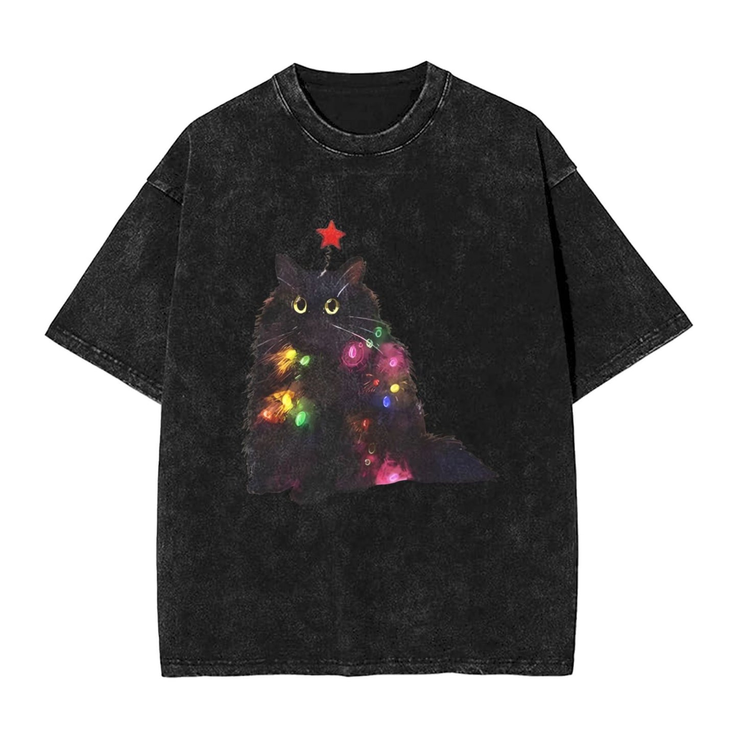 Osaka Lion Colorful Lantern Cat Washed T-Shirt