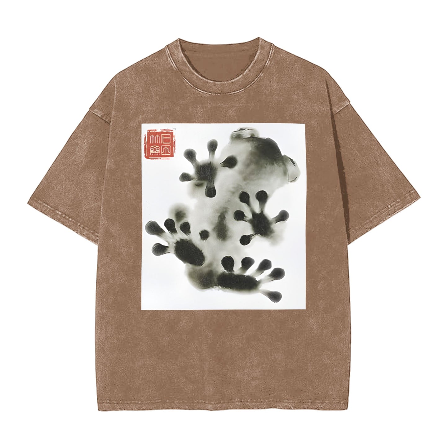 Osaka Lion Ink Painting Frog Washed T-Shirt
