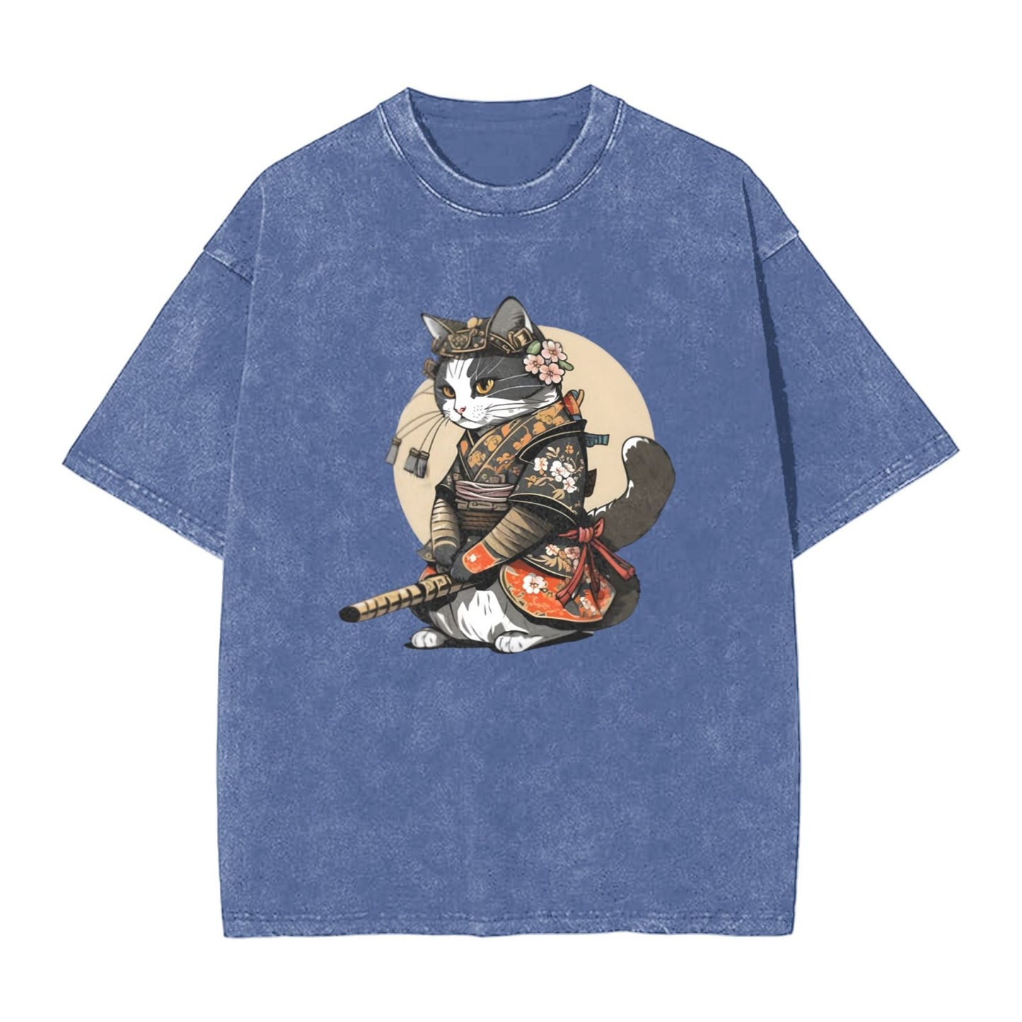 Osaka Lion Beautiful Cat Samurai Washed T-Shirt
