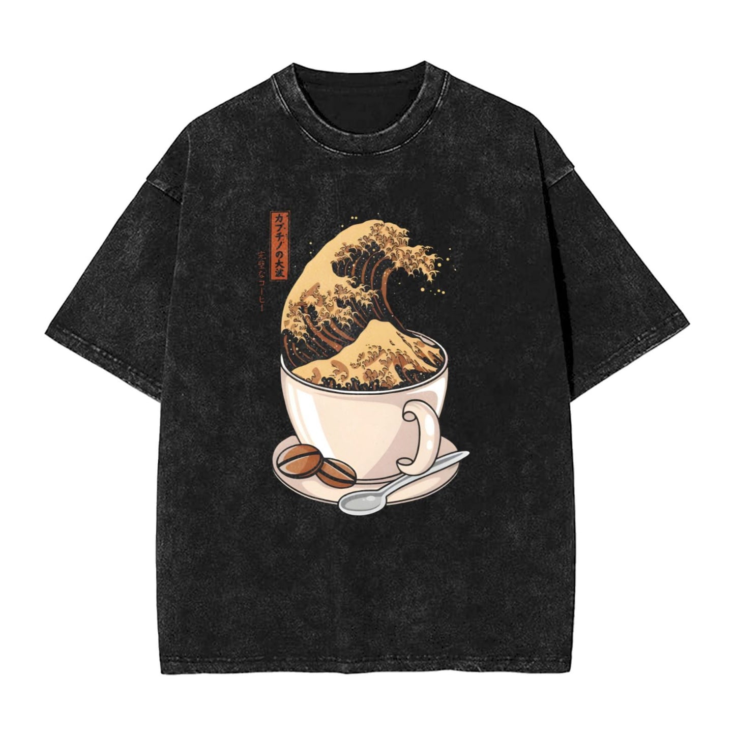 Osaka Lion Great Wave Of Coffee Second Washed T-Shirt