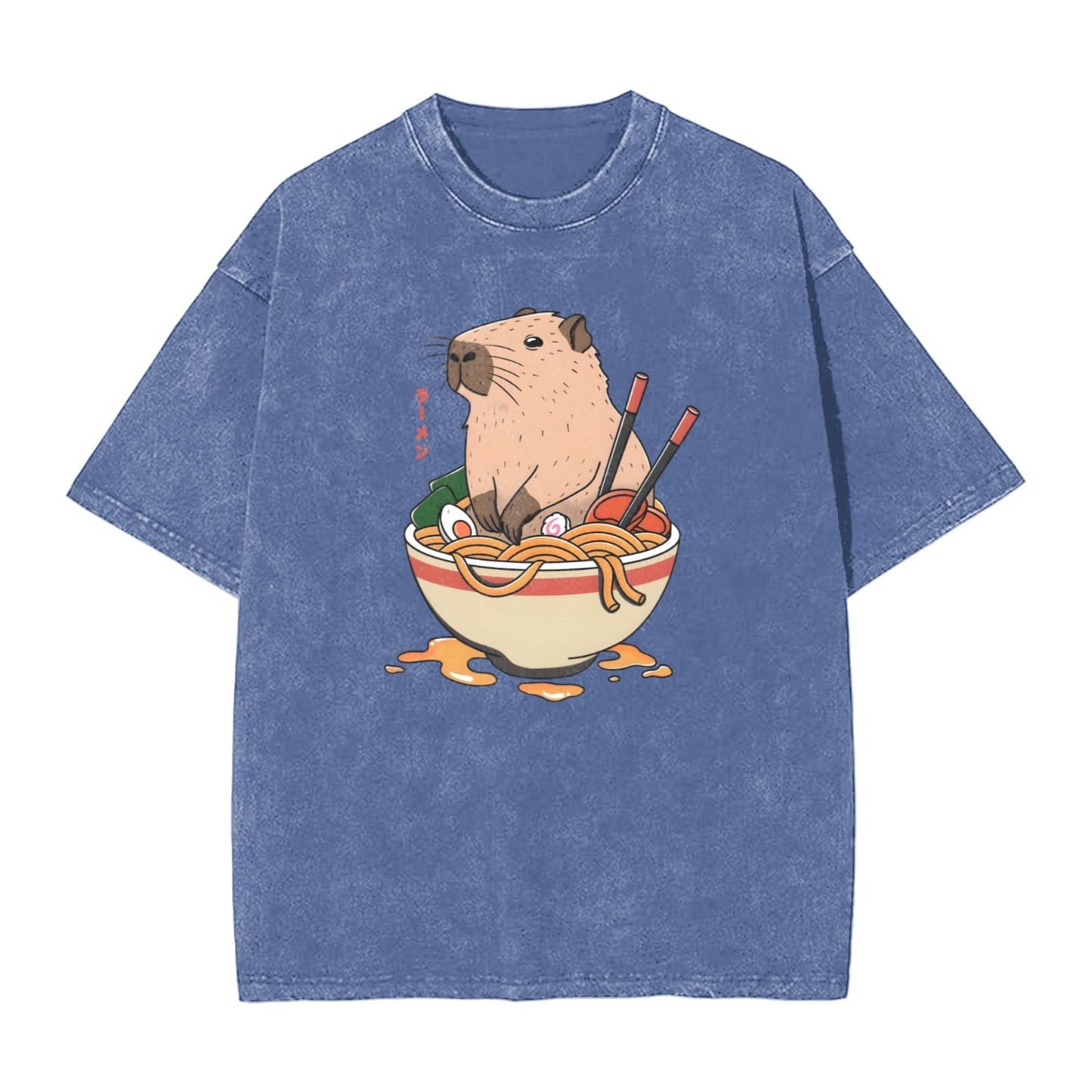 Osaka Lion Capybara With Ramen Washed T-Shirt
