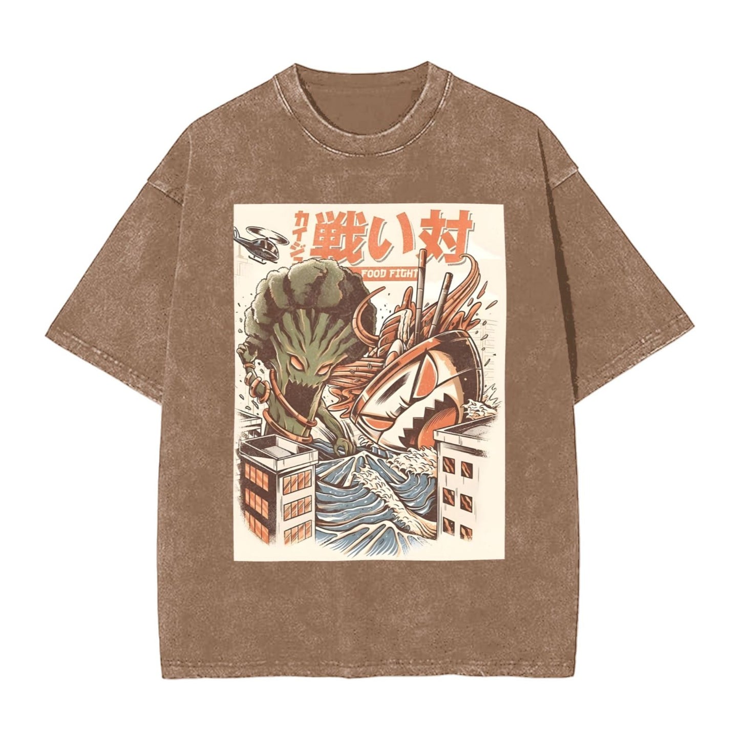 Osaka Lion Broccozilla vs Ramen Kaiju Washed T-Shirt