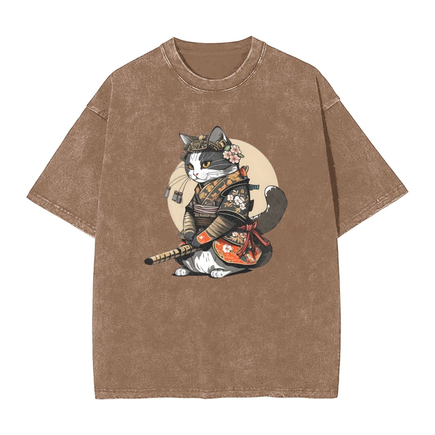 Osaka Lion Beautiful Cat Samurai Washed T-Shirt