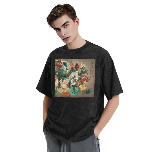 Osaka Lion Yokai Outing Washed T-Shirt