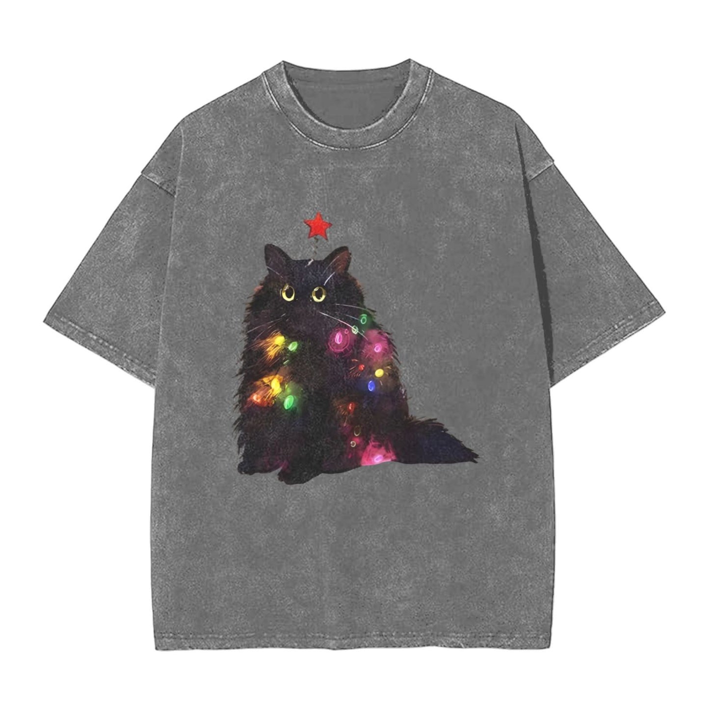 Osaka Lion Colorful Lantern Cat Washed T-Shirt