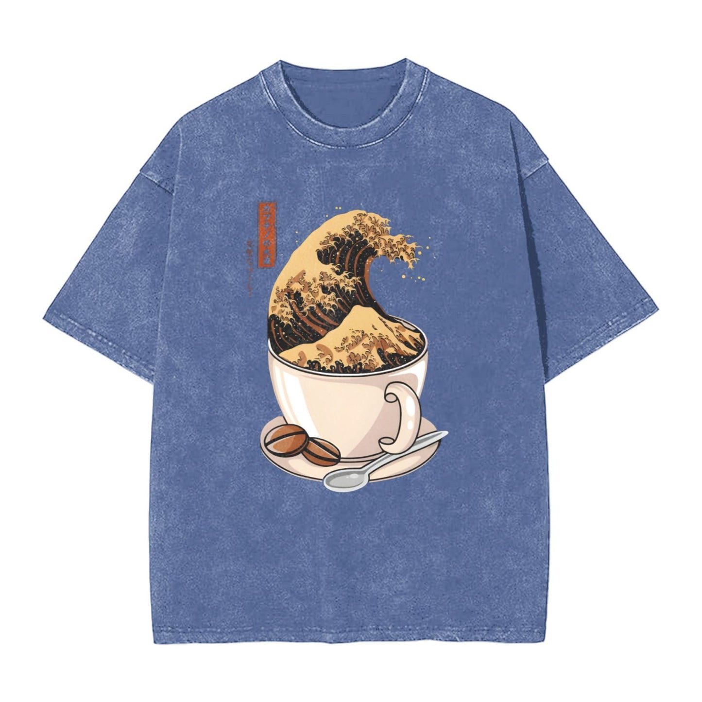 Osaka Lion Great Wave Of Coffee Second Washed T-Shirt