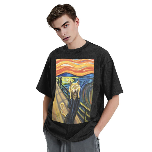 Osaka Lion Screaming Cat Washed T-Shirt