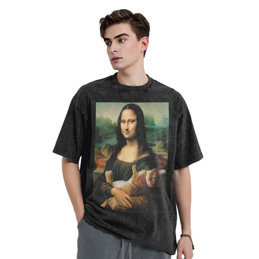 Osaka Lion Mona Lisa's Cat Washed T-Shirt