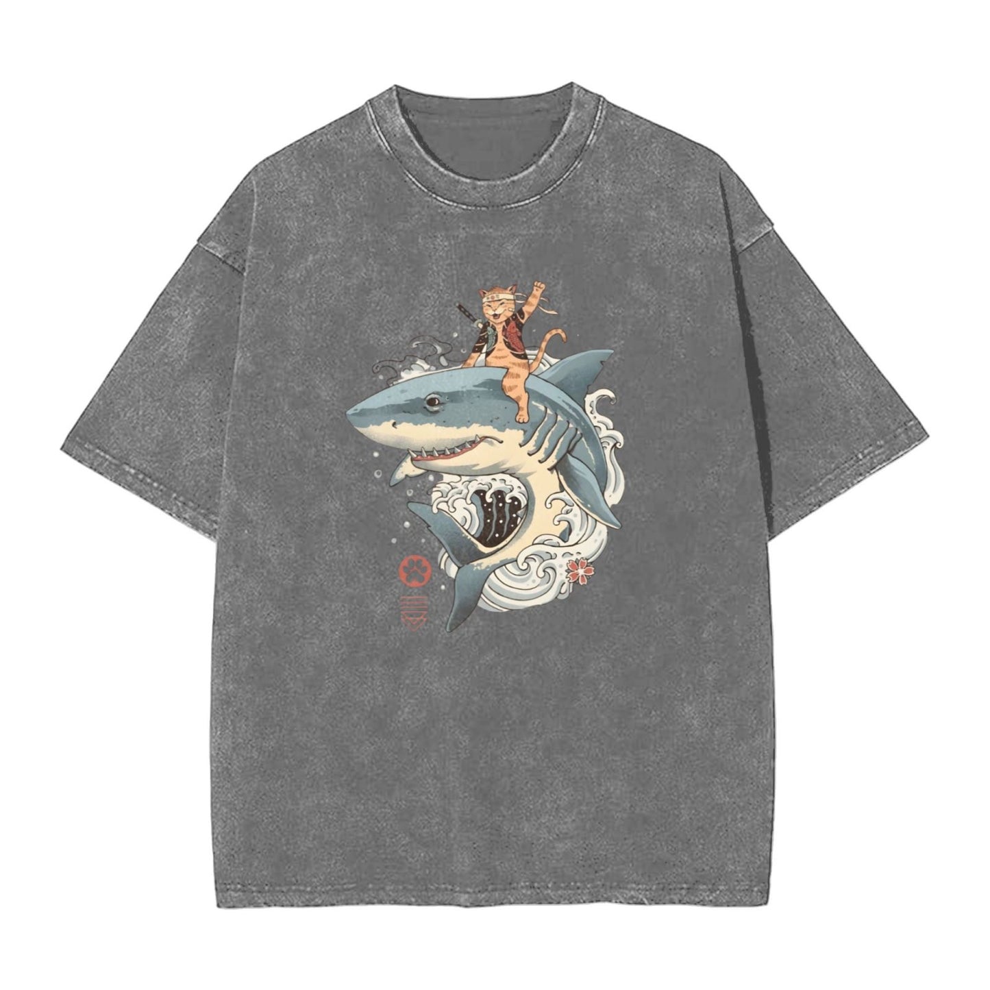 Osaka Lion Cat And Shark Washed T-Shirt