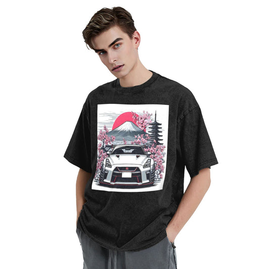 Osaka Lion Sunrise And Red Car Washed T-Shirt