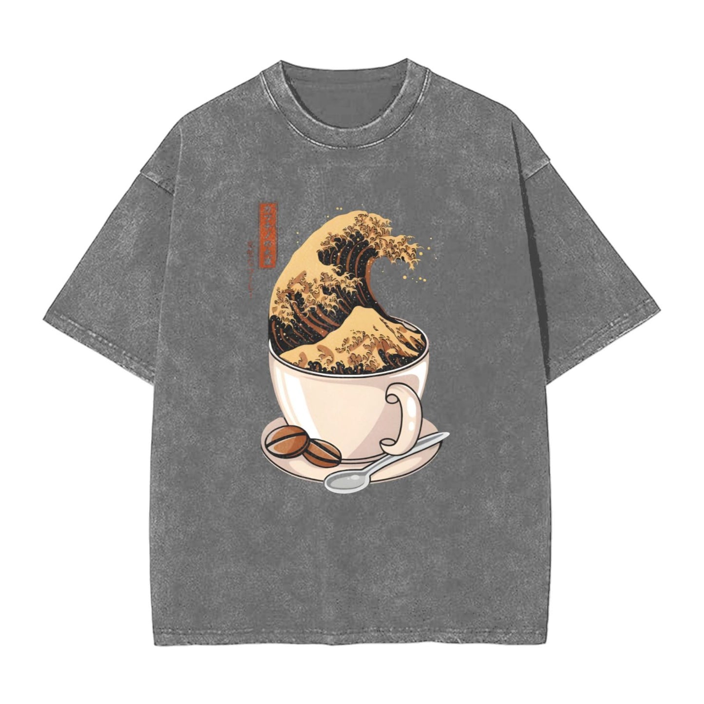 Osaka Lion Great Wave Of Coffee Second Washed T-Shirt