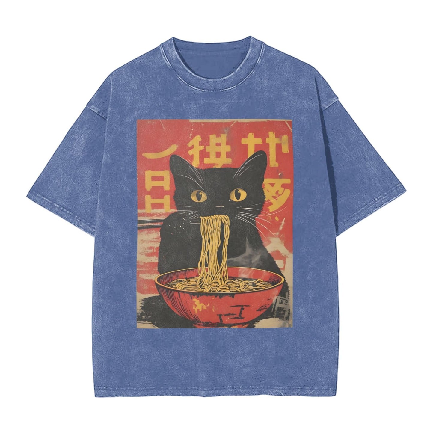 Osaka Lion Eat Ramen Cat First Washed T-Shirt
