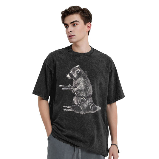 Osaka Lion Raccoon With Two Guns Washed T-Shirt