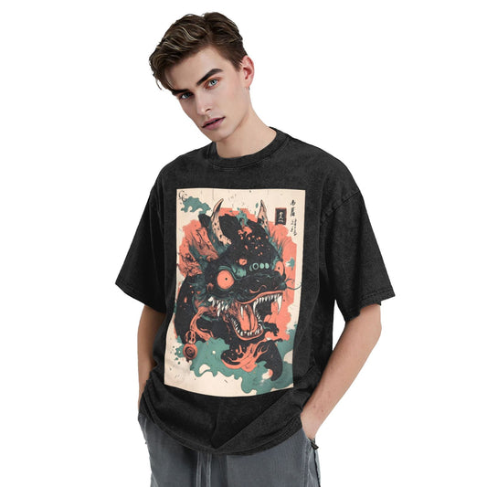 Osaka Lion Demon Guardian Lion Washed T-Shirt