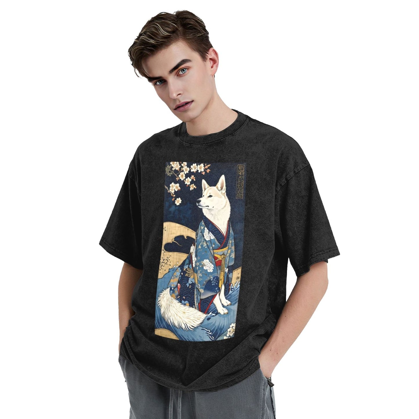 Osaka Lion Yokai Dog Washed T-Shirt
