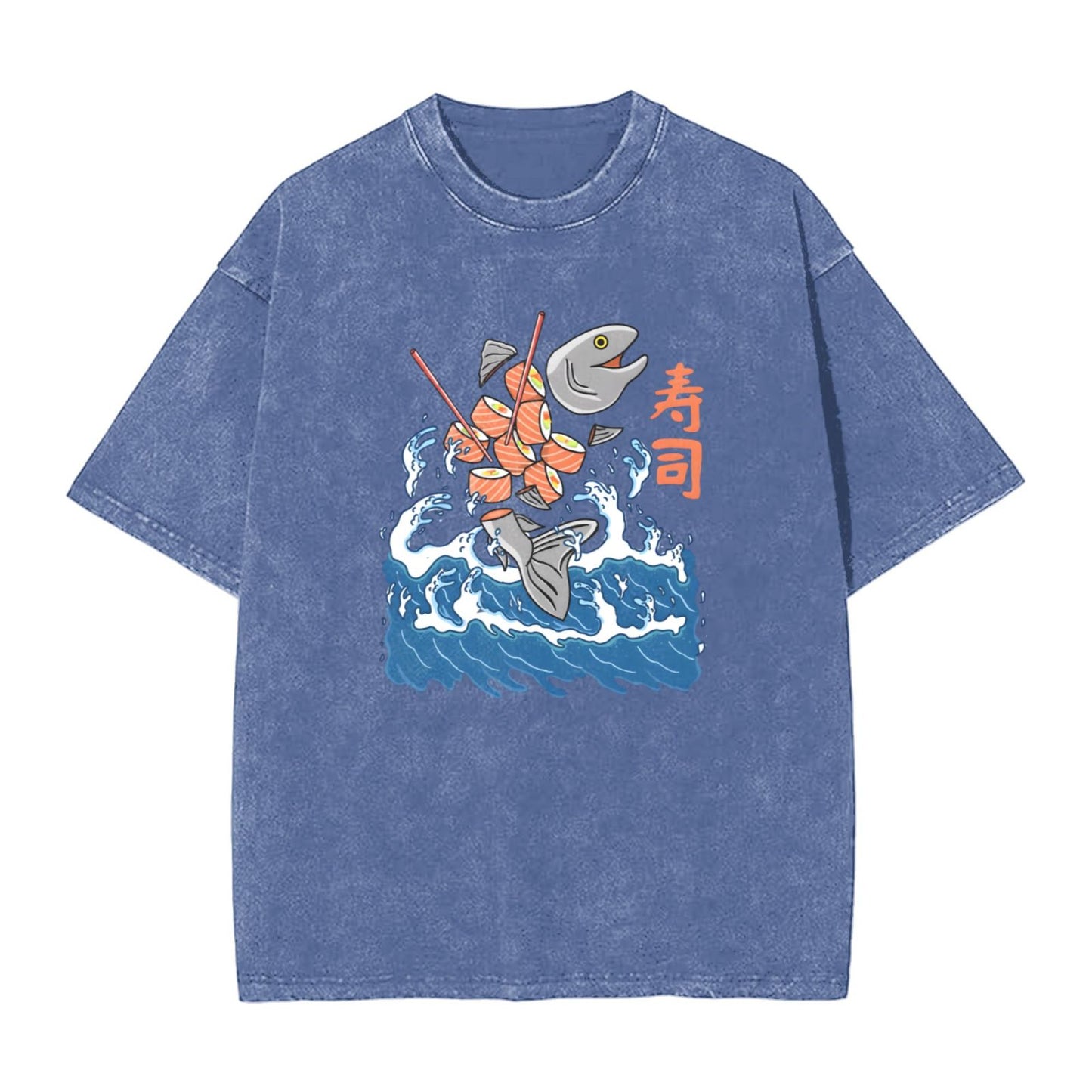 Osaka Lion Great Wave And Sushi Washed T-Shirt