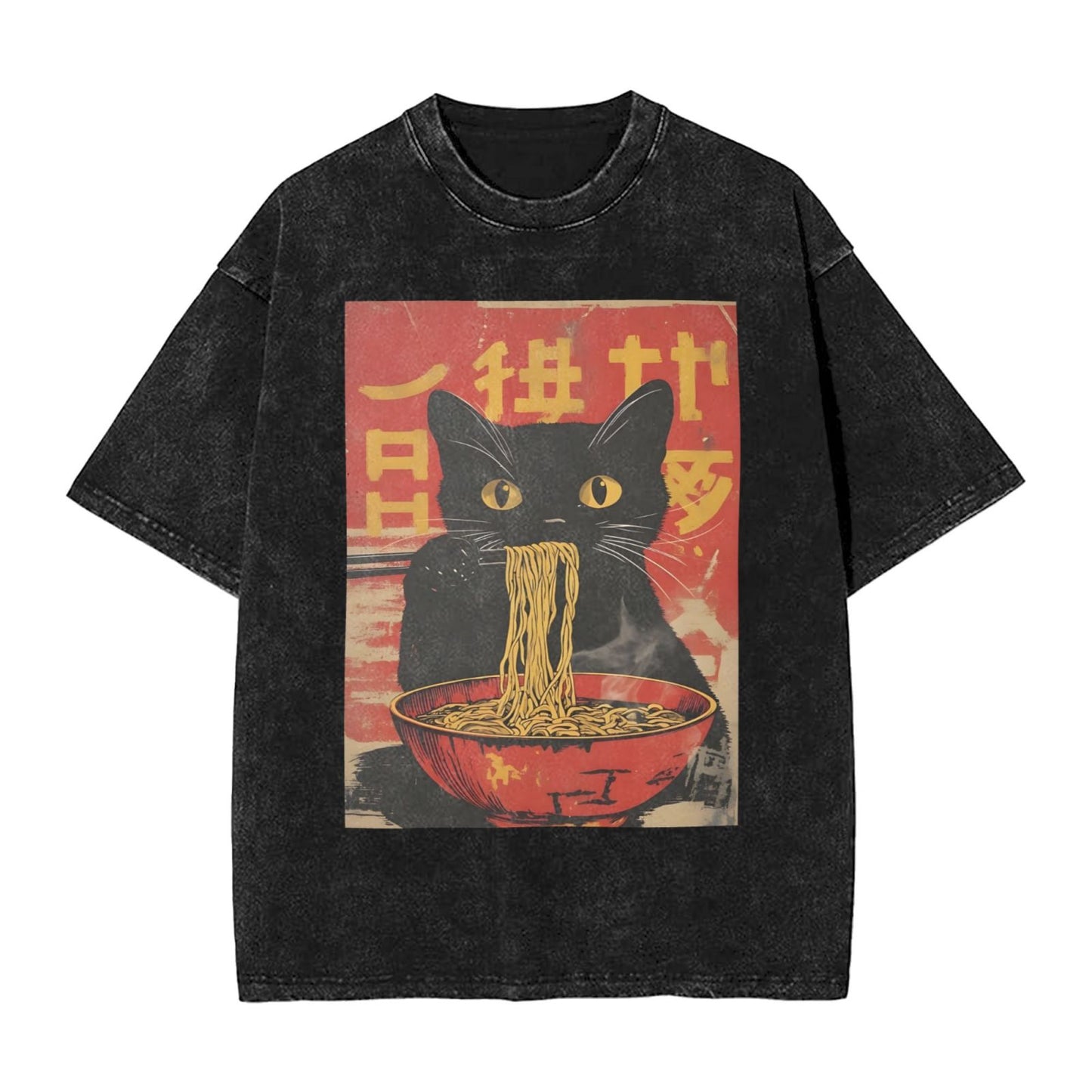 Osaka Lion Eat Ramen Cat First Washed T-Shirt