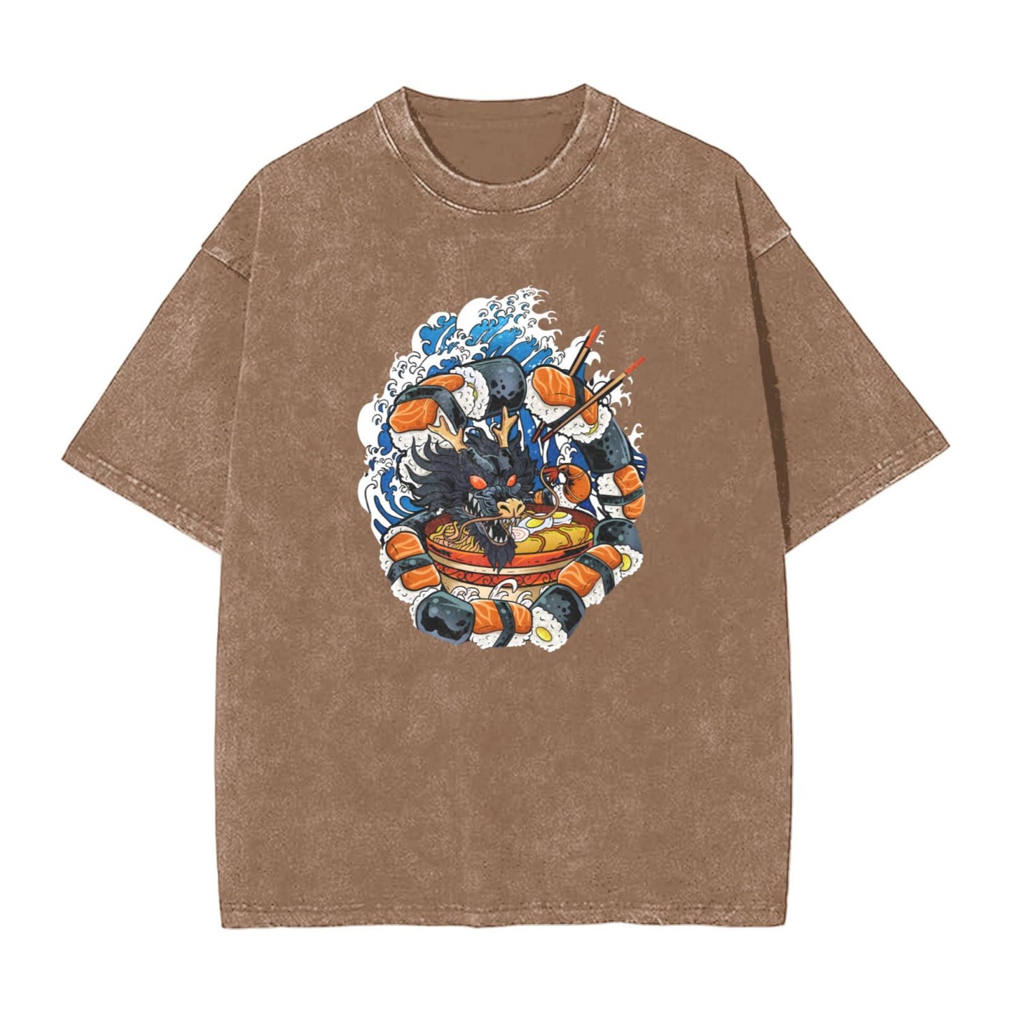 Osaka Lion Great Wave Sushi Ramen Dragon Washed T-Shirt