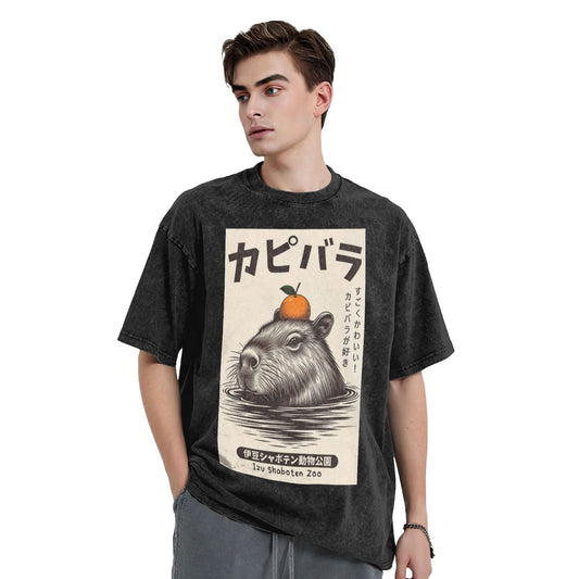 Osaka Lion Capybara With Orange Washed T-Shirt
