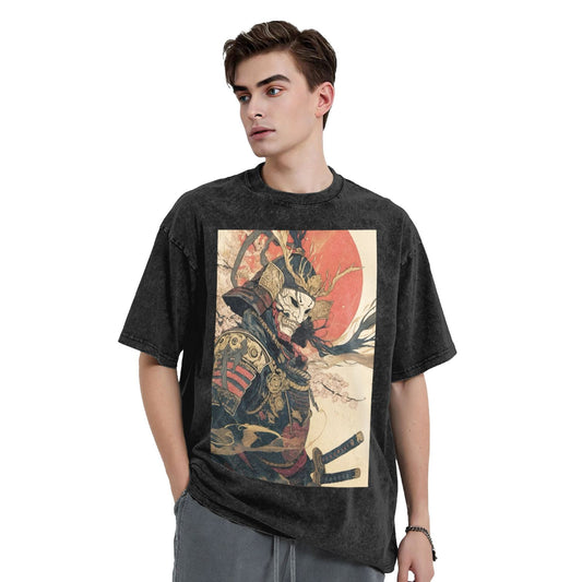Osaka Lion Skeleton Samurai General Washed T-Shirt