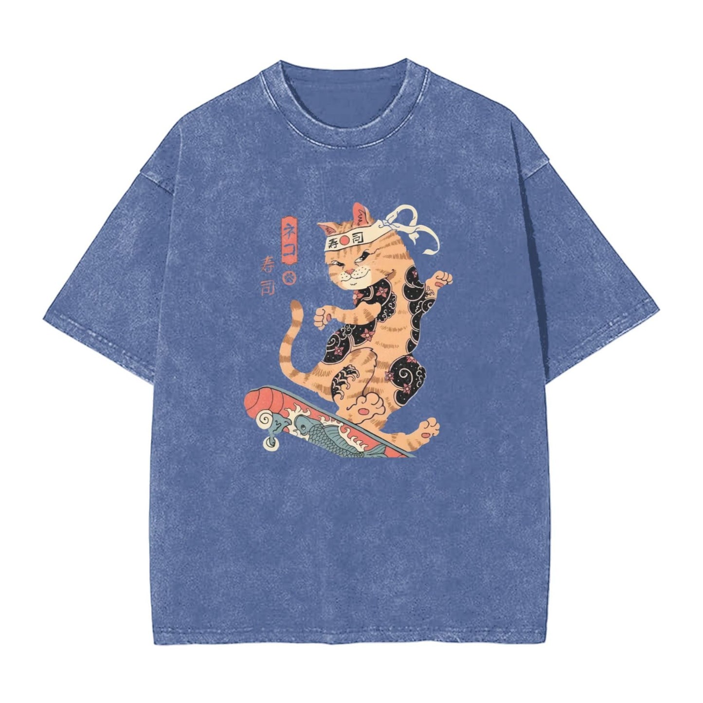 Osaka Lion Cat And Skateboard Washed T-Shirt