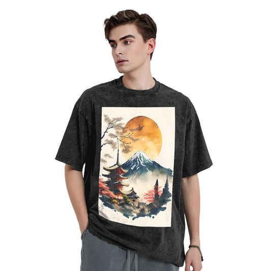 Osaka Lion Scenery And Sun Washed T-Shirt