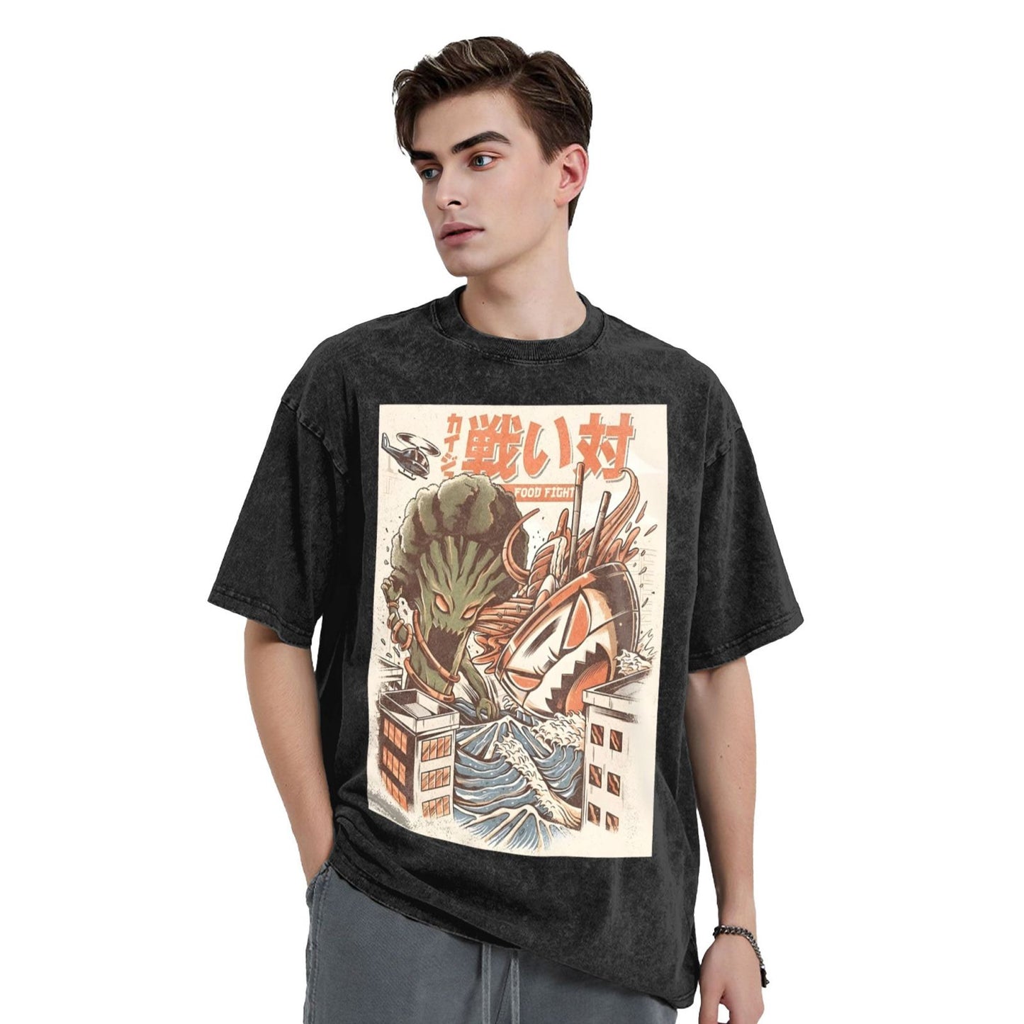 Osaka Lion Broccozilla vs Ramen Kaiju Washed T-Shirt
