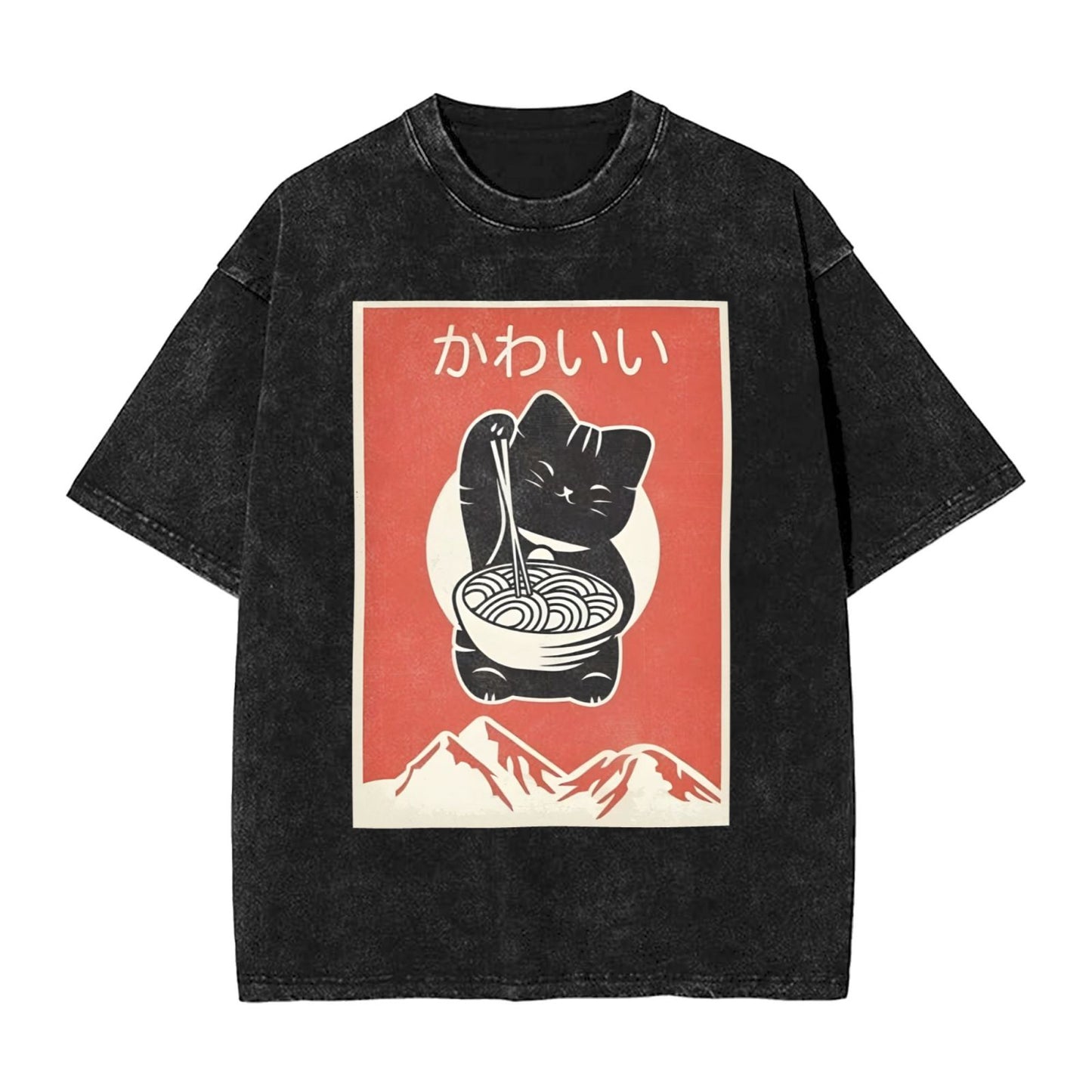 Osaka Lion Eat Ramen Cat Seventhxth Washed T-Shirt