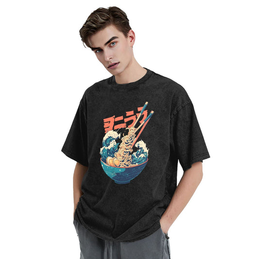 Osaka Lion Great Wave And Ramen Washed T-Shirt