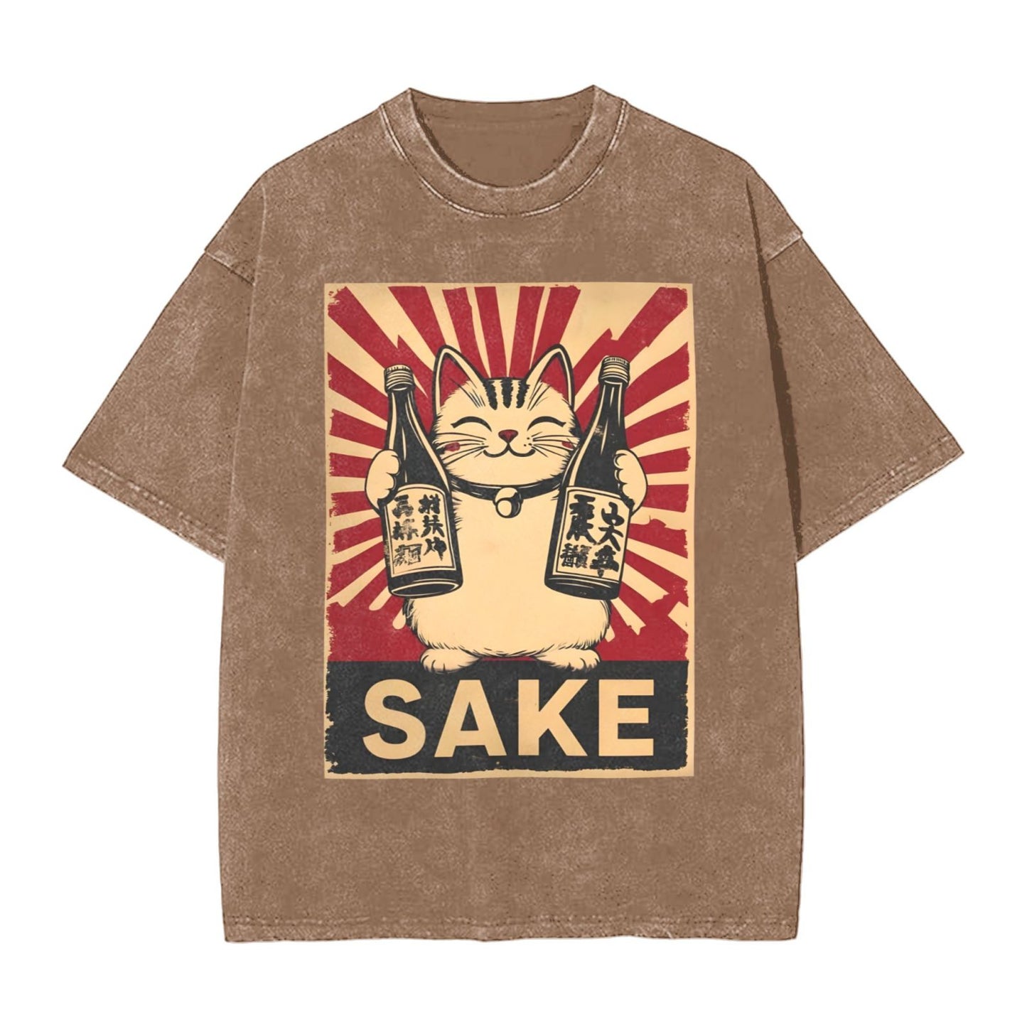 Osaka Lion Cat And Bottle Washed T-Shirt