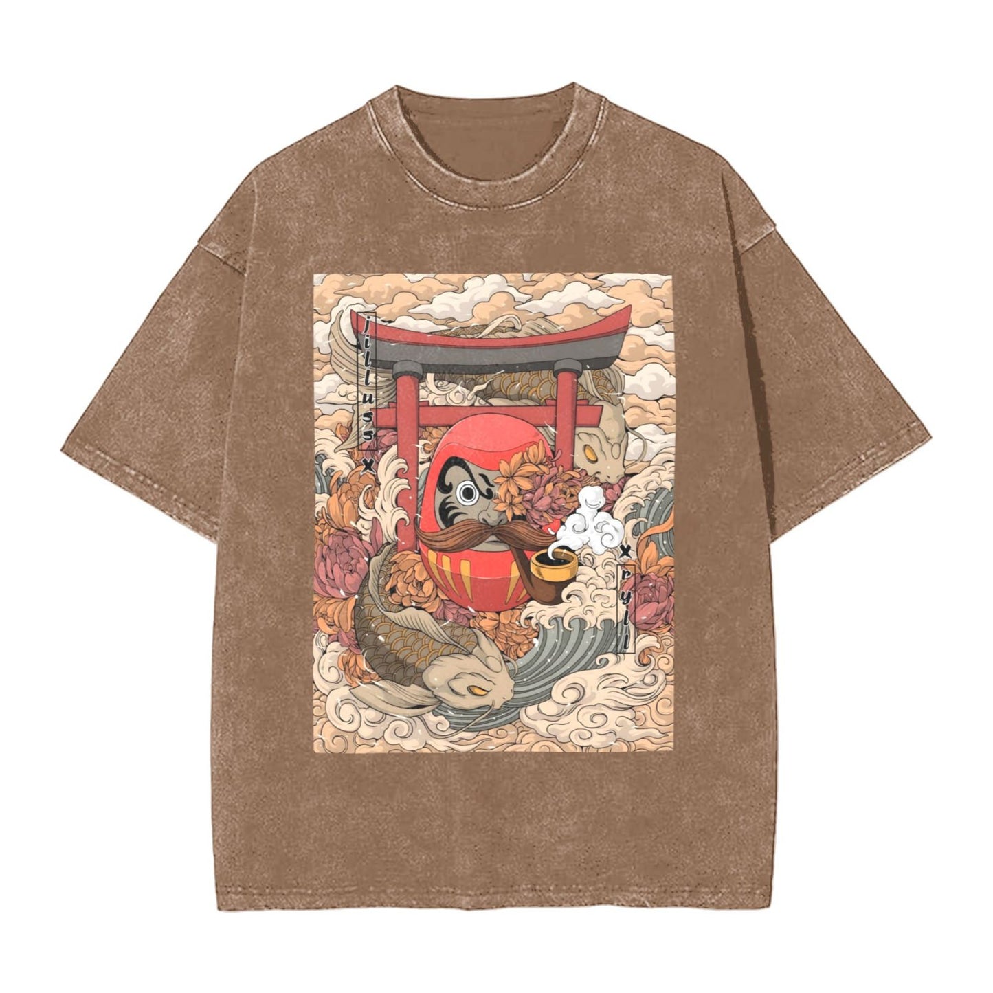 Osaka Lion Japanese Nesting Doll Washed T-Shirt