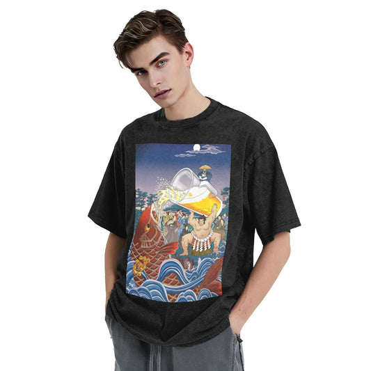 Osaka Lion Sumo And Fish Washed T-Shirt