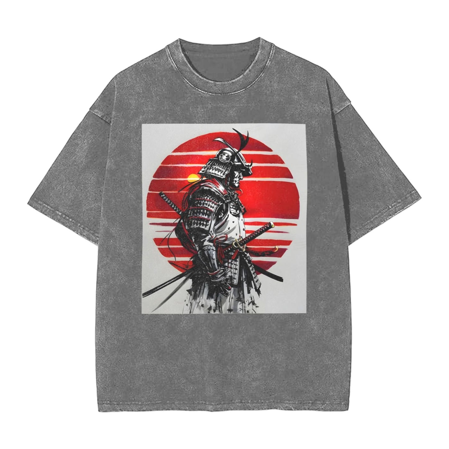 Osaka Lion Samurai And Sunset Washed T-Shirt
