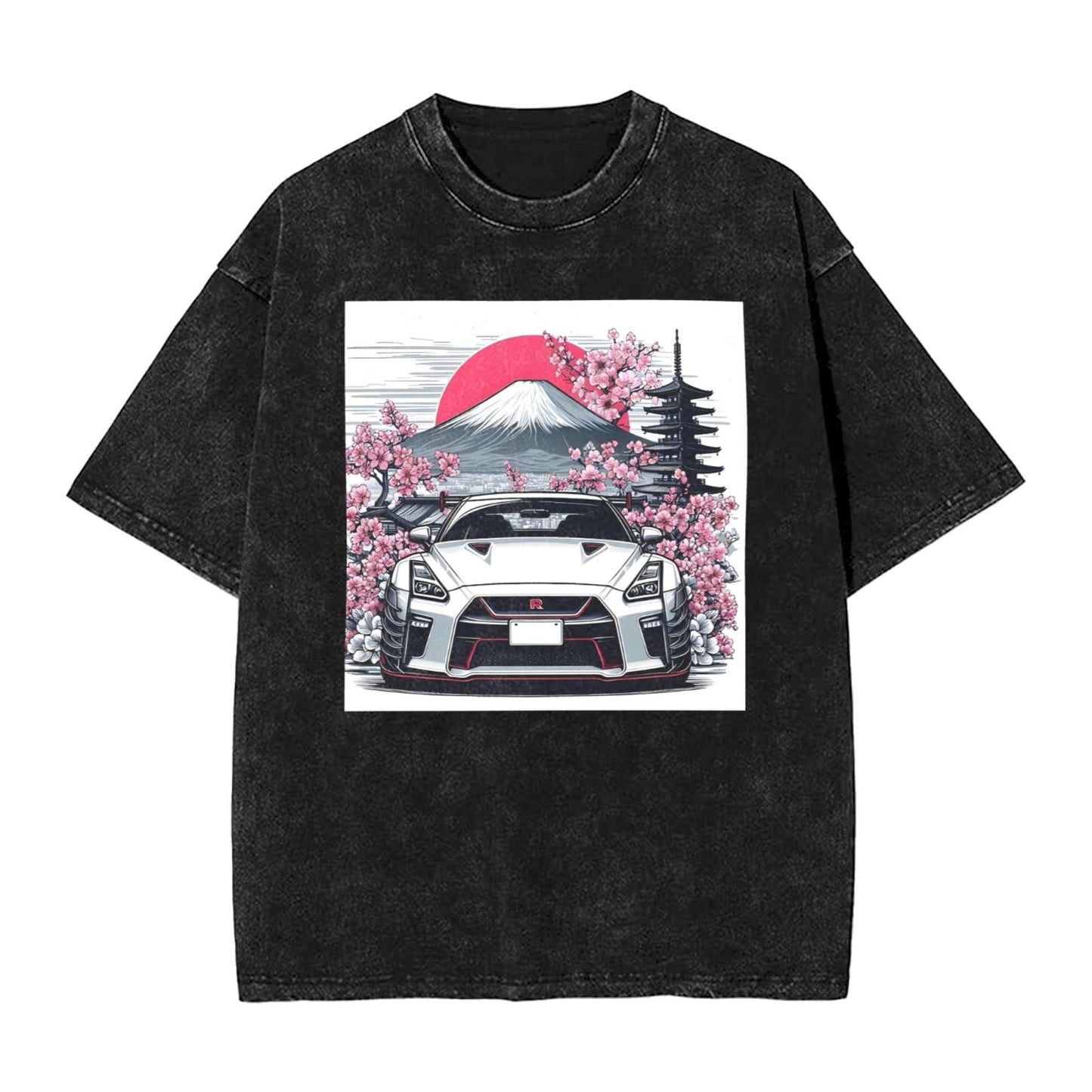 Osaka Lion Sunrise And Red Car Washed T-Shirt
