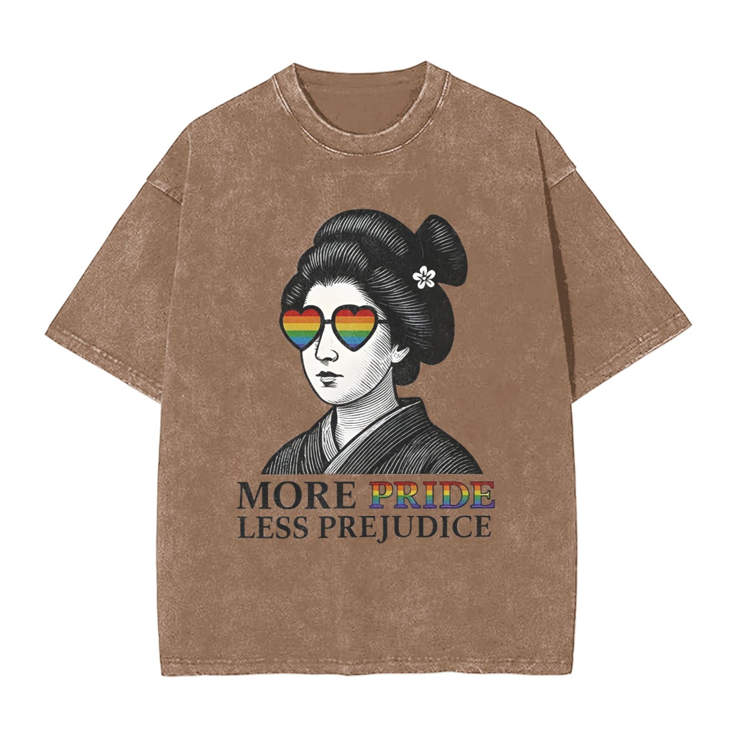 Osaka Lion Geisha Wearing Sunglasses Washed T-Shirt