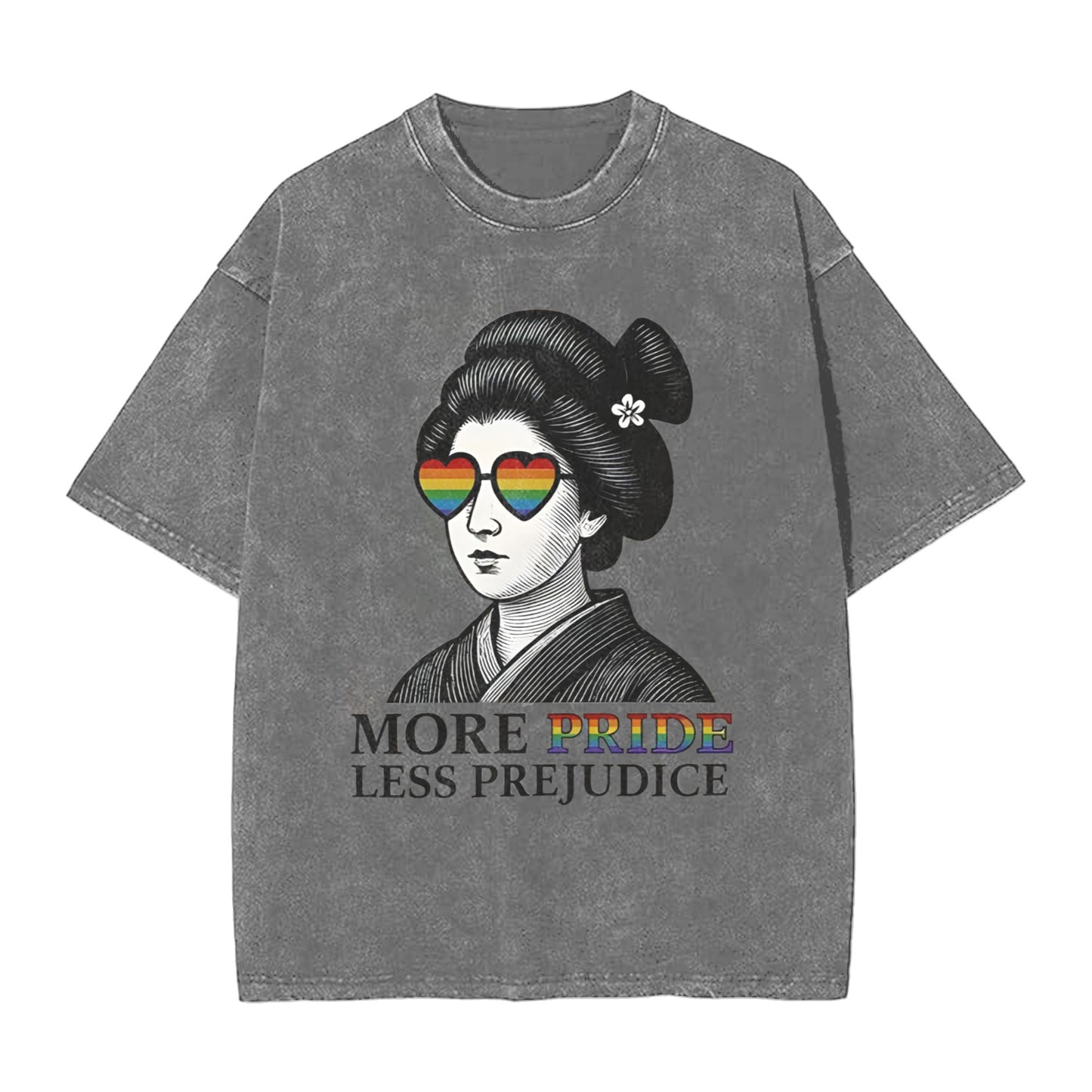 Osaka Lion Geisha Wearing Sunglasses Washed T-Shirt