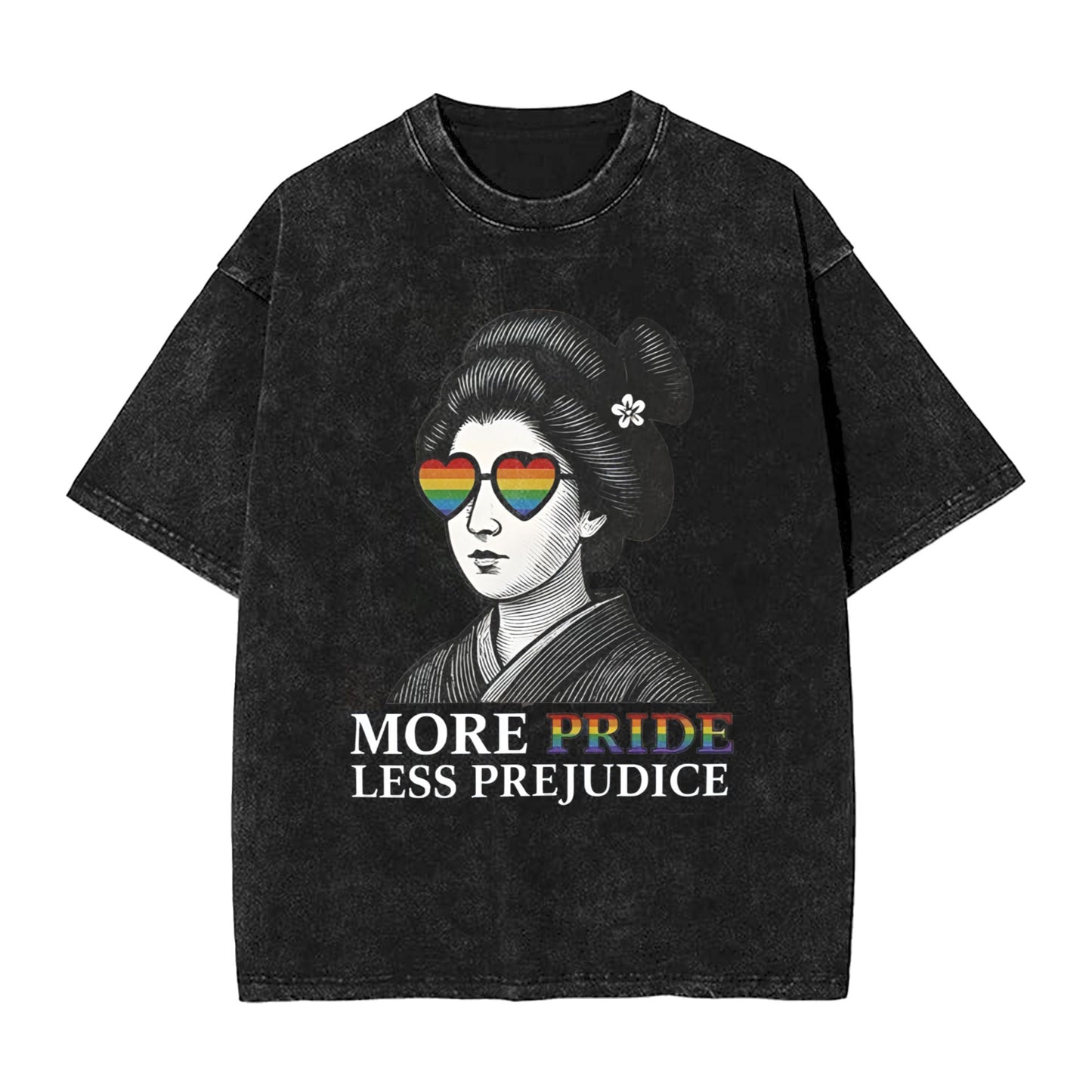 Osaka Lion Geisha Wearing Sunglasses Washed T-Shirt