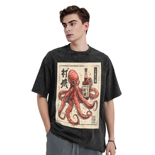 Osaka Lion Octopus With Bottle Washed T-Shirt