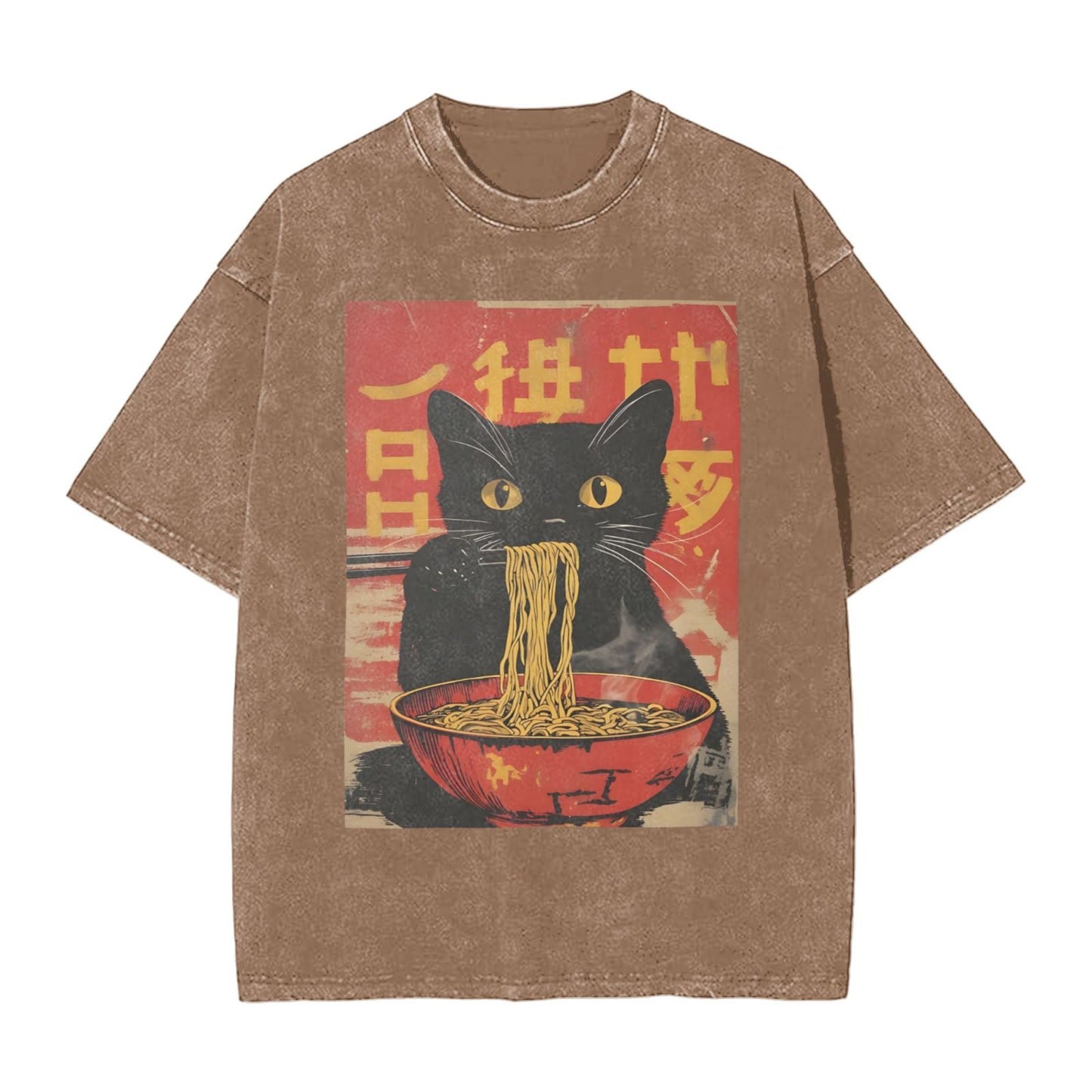 Osaka Lion Eat Ramen Cat First Washed T-Shirt