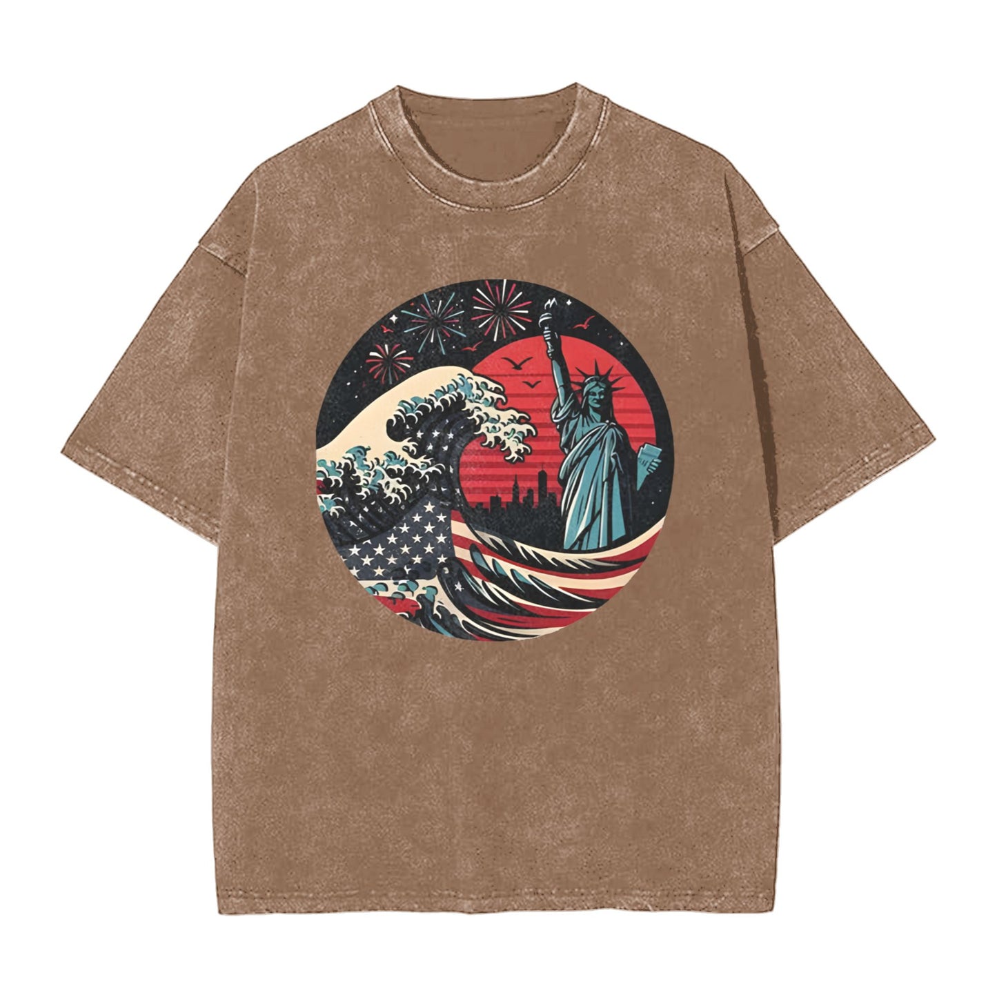 Osaka Lion Independence Day And Waves Washed T-Shirt