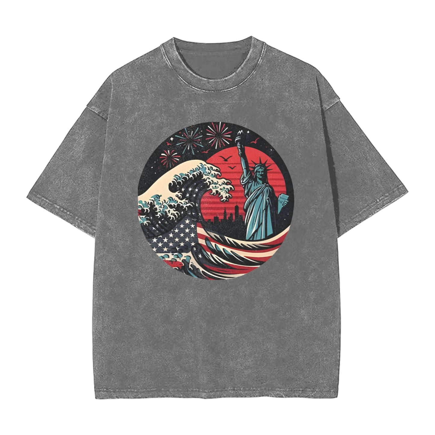 Osaka Lion Independence Day And Waves Washed T-Shirt