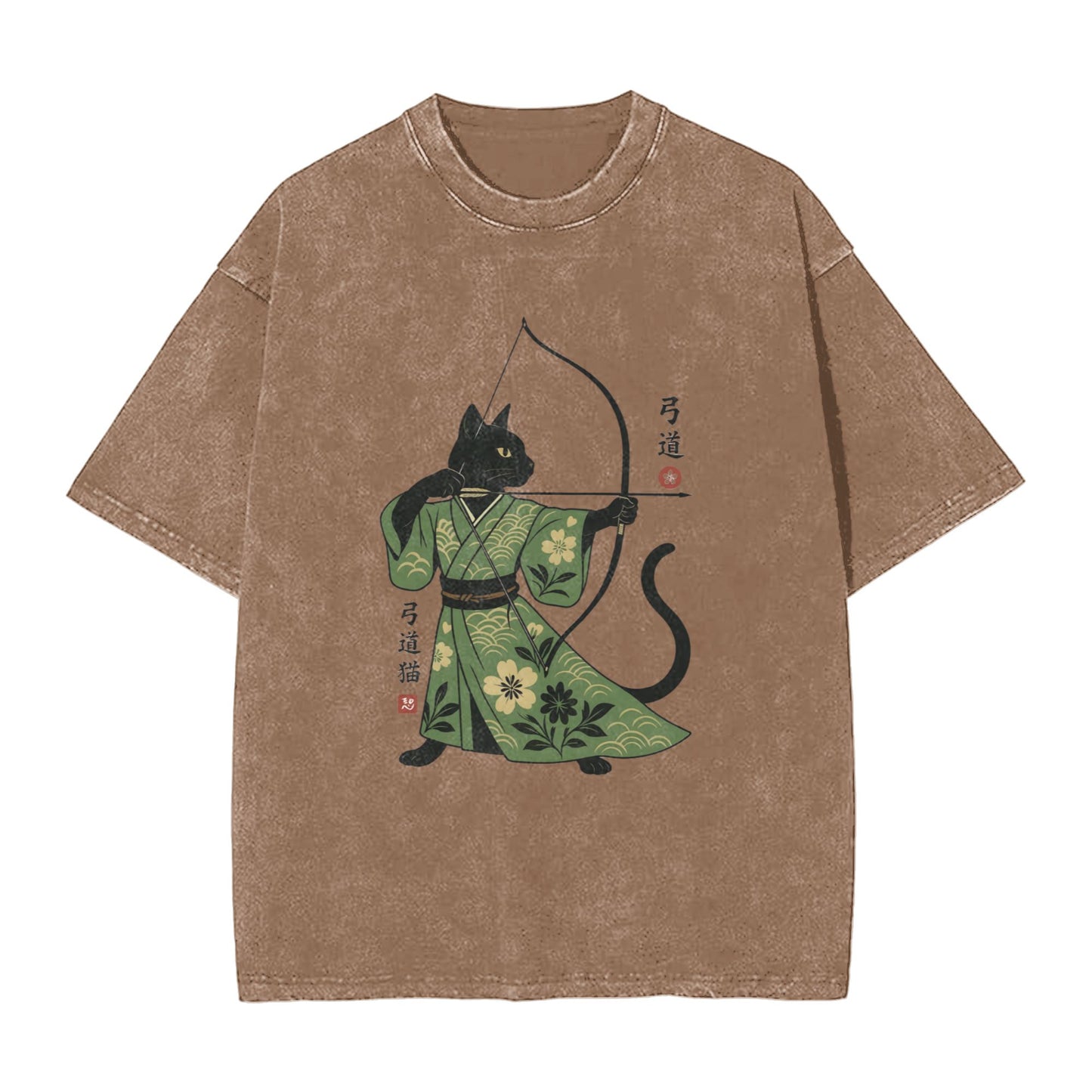 Osaka Lion Japan Cat Archery Washed T-Shirt