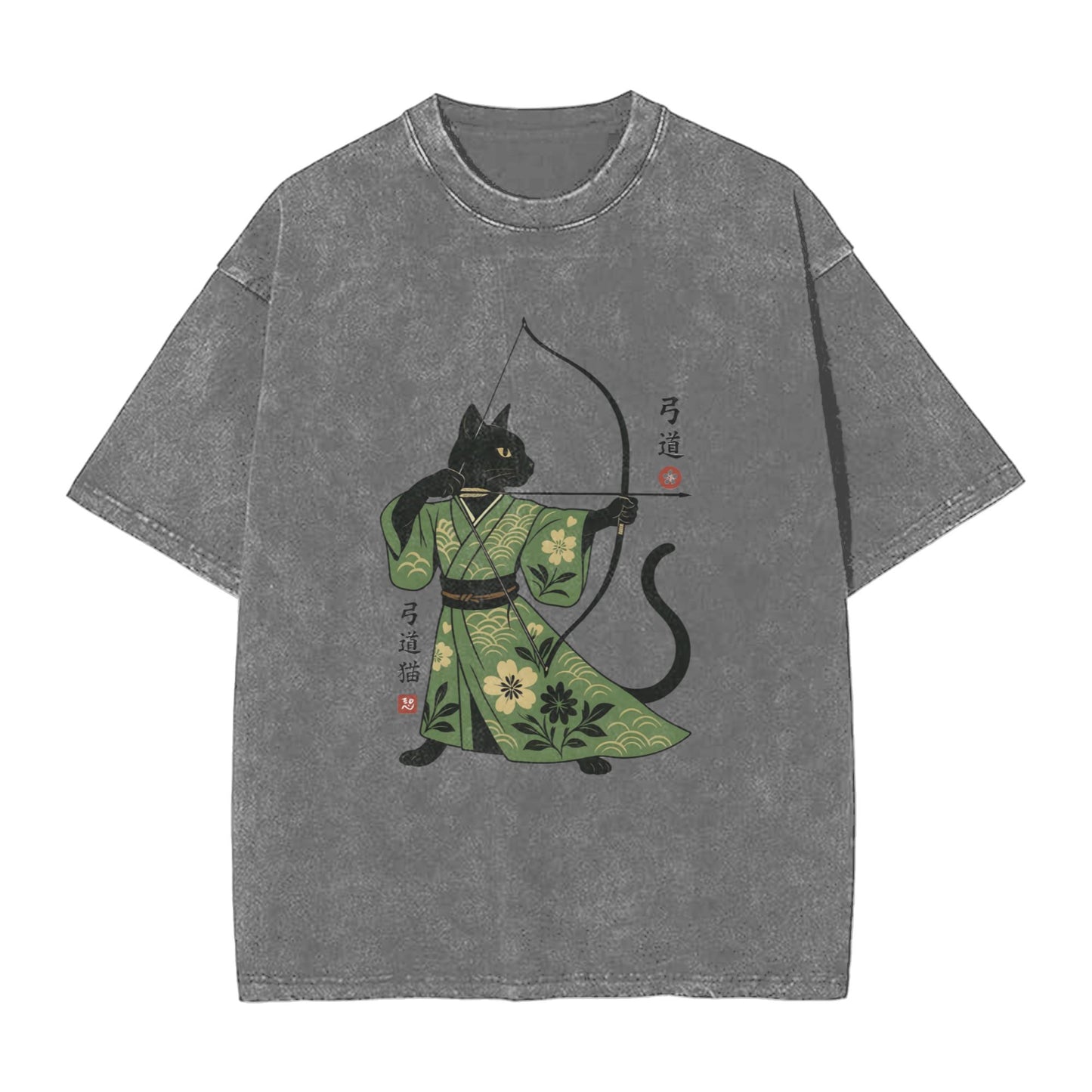Osaka Lion Japan Cat Archery Washed T-Shirt