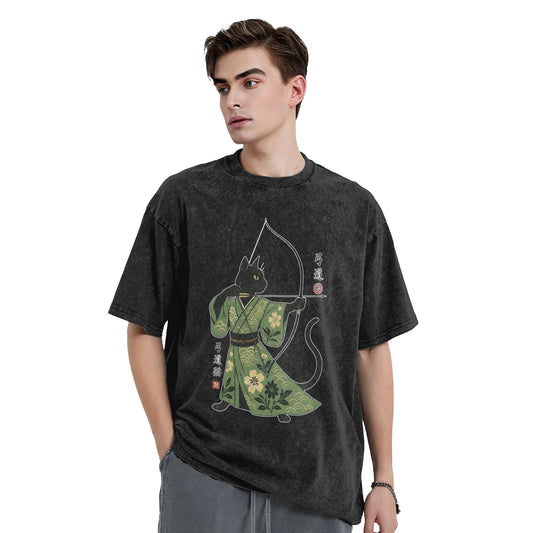Osaka Lion Japan Cat Archery Washed T-Shirt