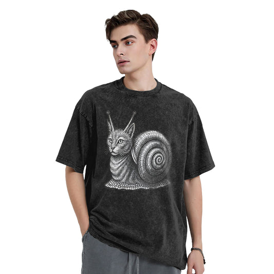 Osaka Lion Snail Cat Washed T-Shirt