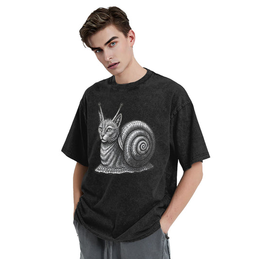 Osaka Lion Snail Cat Washed T-Shirt