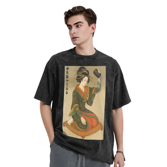 Osaka Lion Geisha With Dice Washed T-Shirt