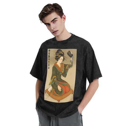 Osaka Lion Geisha With Dice Washed T-Shirt