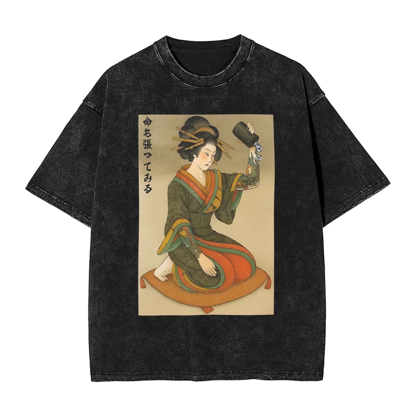 Osaka Lion Geisha With Dice Washed T-Shirt
