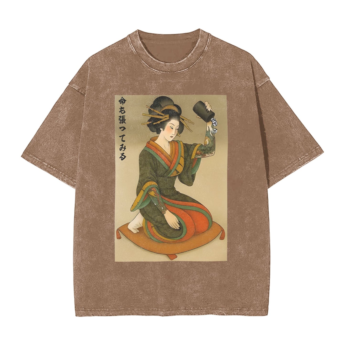 Osaka Lion Geisha With Dice Washed T-Shirt